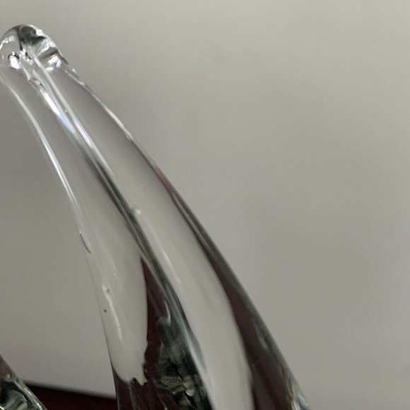 Murano Glass Art Hand Blown Glass Angelfish Clear Black Tropical Figurine 7.5" - Picture 8 of 8